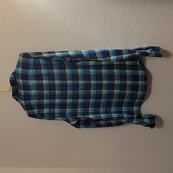 Hollister Button-down Plaid Flannel - Navy/Green - XL - Picture 12 of 13